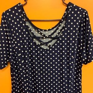 New Navy and White Polka Dot Dress